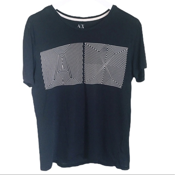 ARMANI EXCHANGE Graphic Pixel AX Print Tee With Cap Sleeves Black Size Large - Picture 1 of 9
